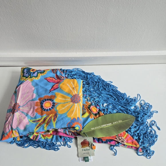 New Farm Rio Full Garden Swim Beach Cover-Up Fringe Reversible Skirt Sarong O/S - Picture 5 of 7